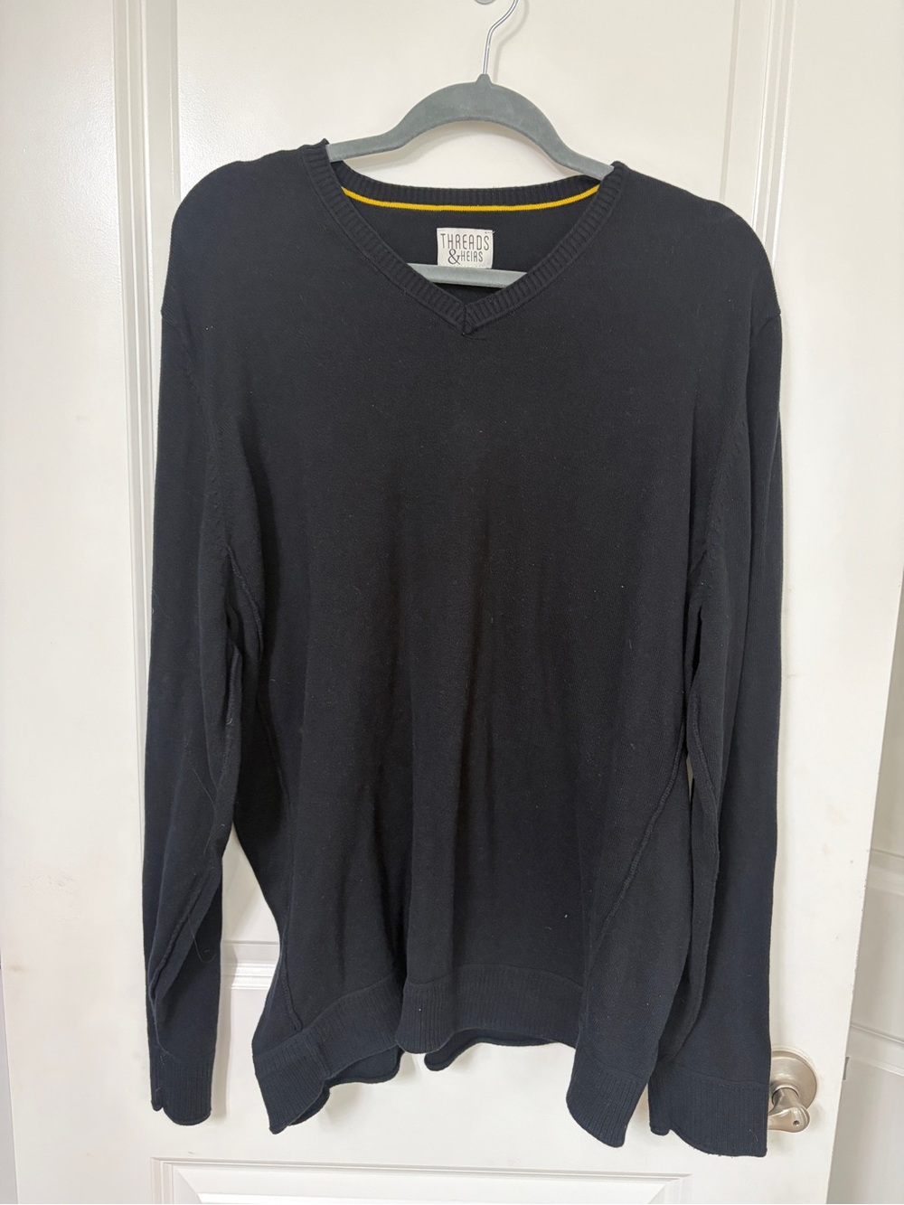 Men’s Black V-Neck Sweater- XL